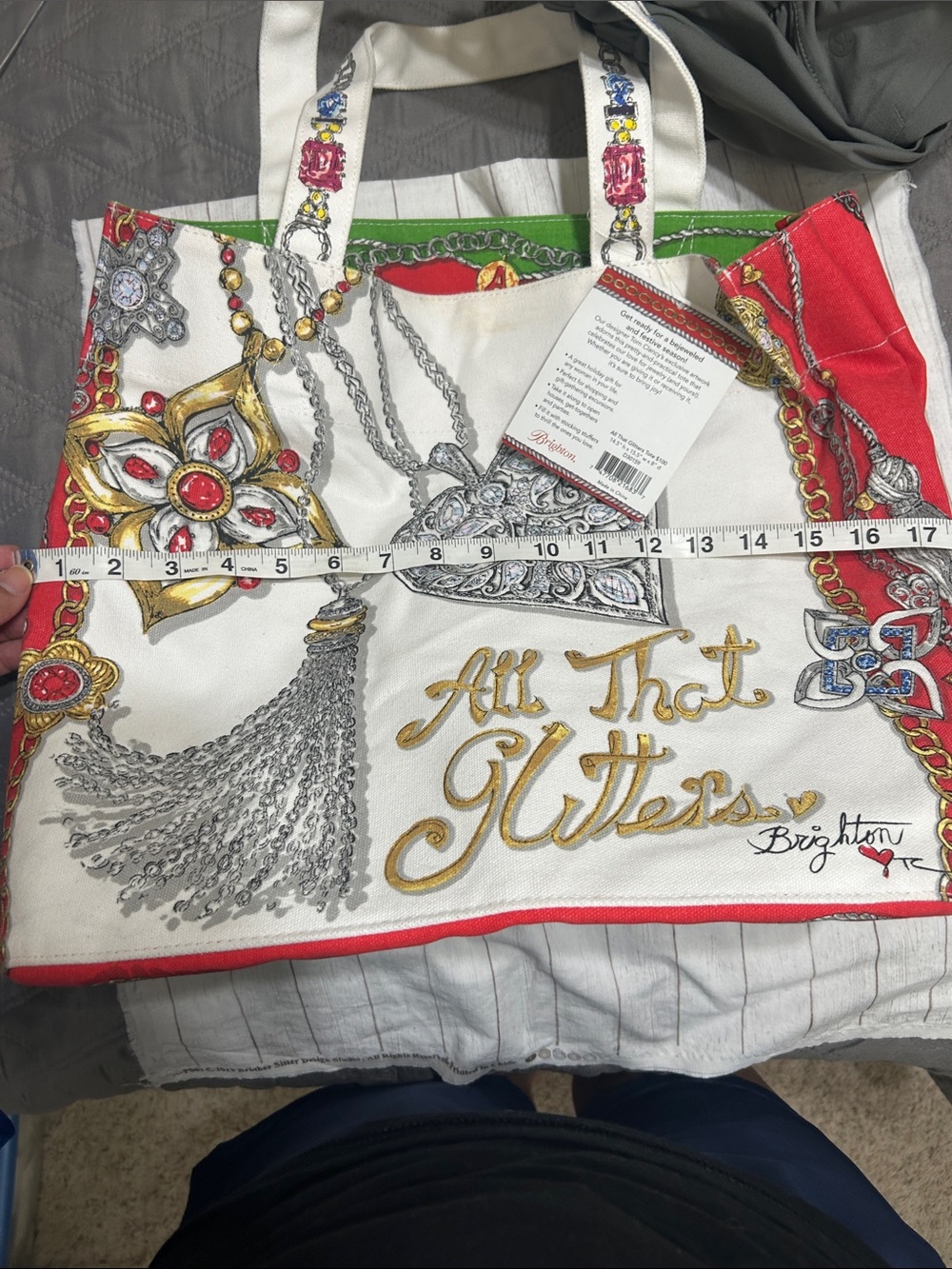 Brighton White and Red 'Love' Canvas Tote with Jeweled Graphic - Picture 9 of 12